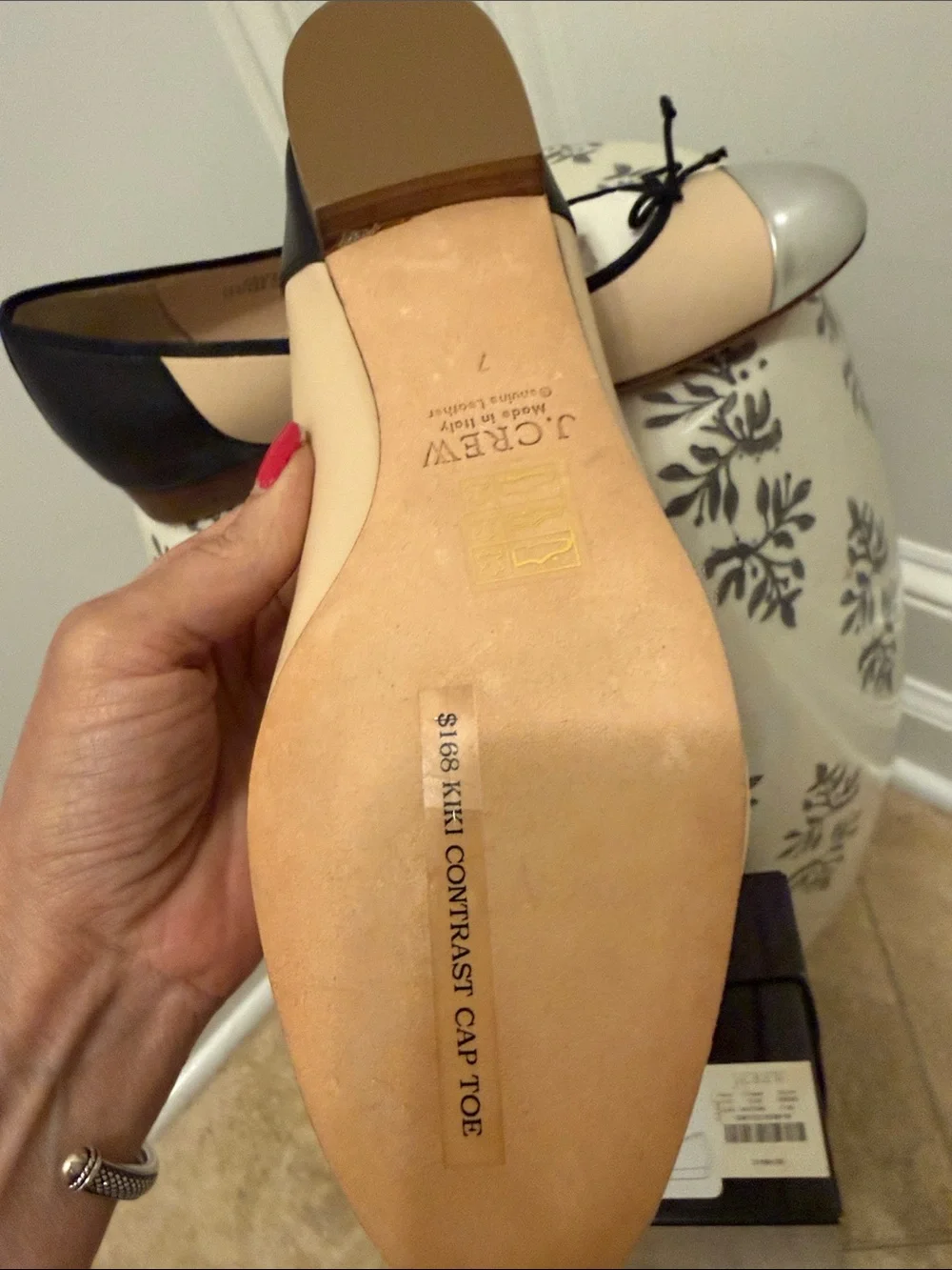 2013 NIB J.Crew Kiki Contrast Cap-Toe Ballet Flats - Italian Leather